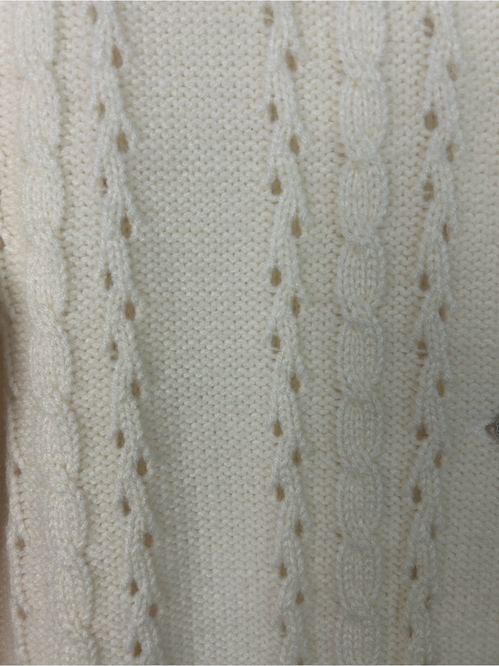 Vintage Cottagecore Grandmacore Cable Knit Cardigan Cream Sweater Size Small 90s - Picture 6 of 11
